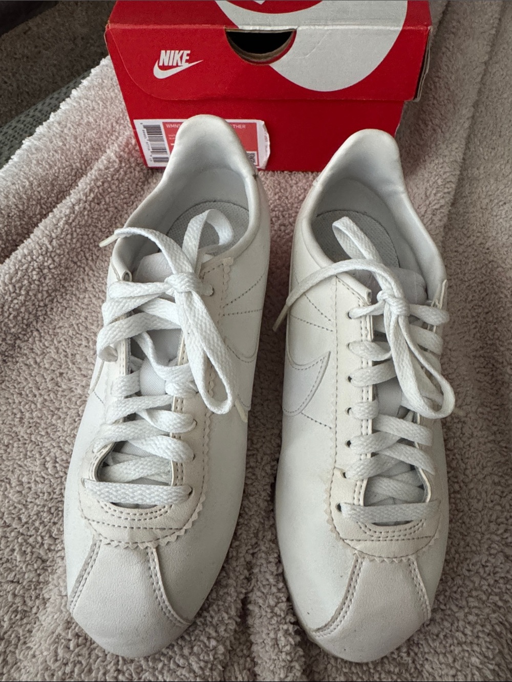 Nike  Cortez White Leather Low-Profile Sneakers
